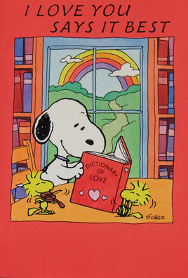 1990 Peanuts Greeting Card Booklet With Envelope (8 Double - Sided Pages) - I Love You Says It Best - snoopn4pnuts.com