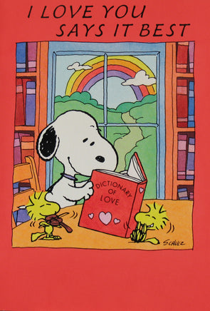 1990 Peanuts Greeting Card Booklet With Envelope (8 Double - Sided Pages) - I Love You Says It Best - snoopn4pnuts.com