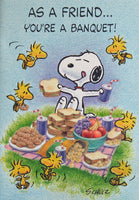 1991 Peanuts Greeting Card Booklet With Envelope (8 Double-Sided Pages) - As A Friend, You're A Banquet!