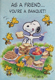 1991 Peanuts Greeting Card Booklet With Envelope (8 Double-Sided Pages) - As A Friend, You're A Banquet!