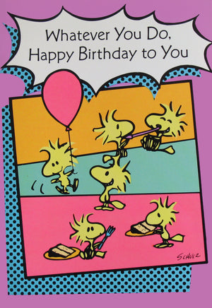 1990 Peanuts Greeting Card Booklet With Envelope (8 Double - Sided Pages) - Whatever You Do, Happy Birthday To You - snoopn4pnuts.com
