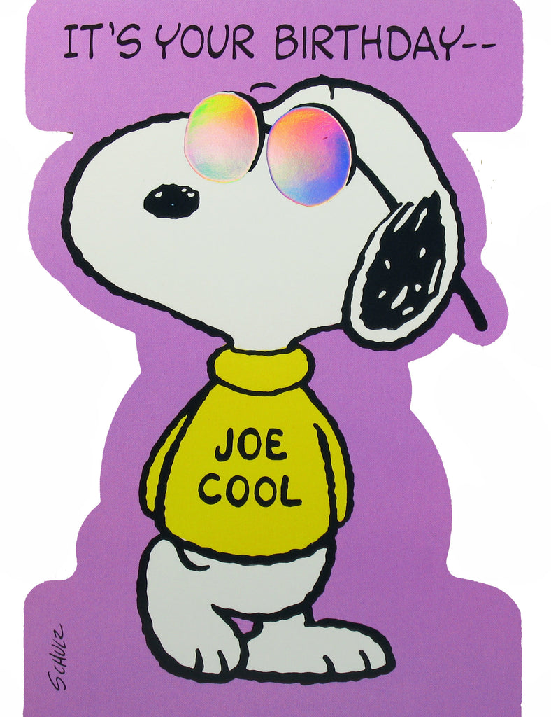 Snoopy Joe Cool Birthday Card With Mirrored Holographic Effects