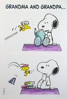 Snoopy 3-Panel Grandma and Grandpa Easter Card