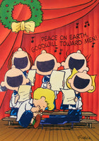Christmas Greeting Card (Large) - Peanuts Gang Singing Carols (Raised Glossy Accents)
