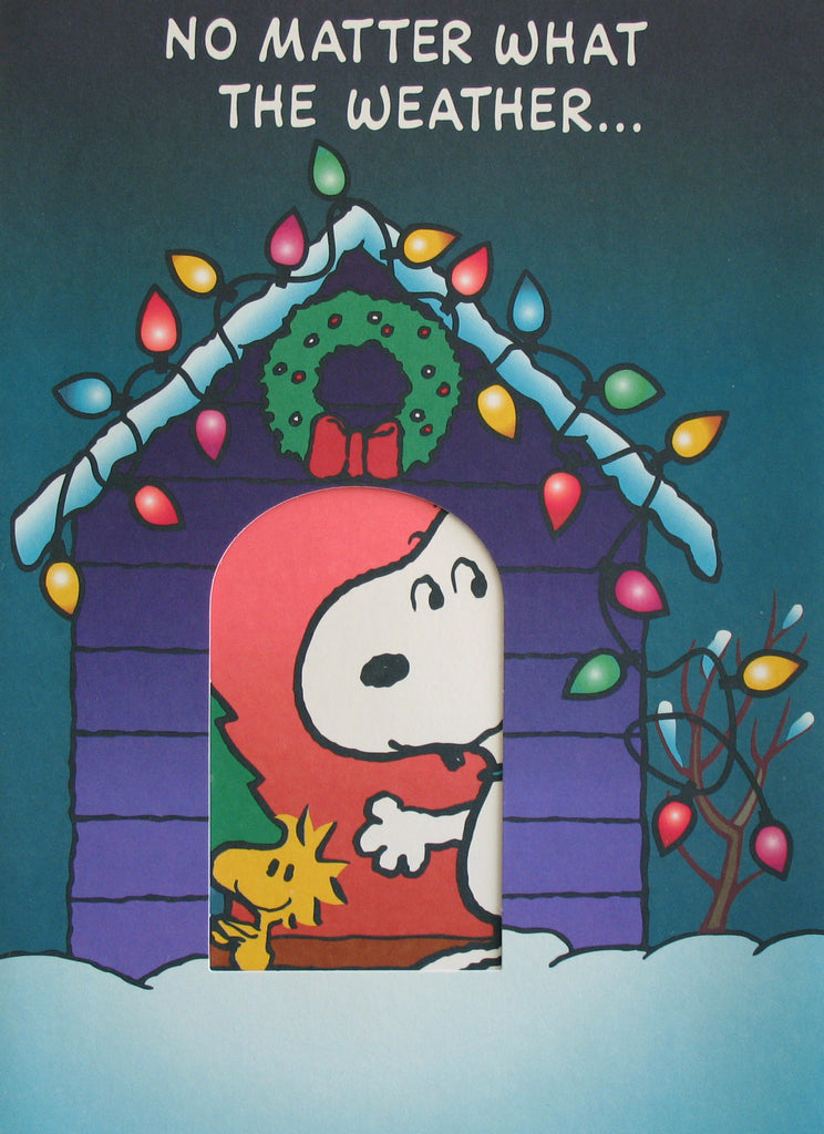 Christmas Greeting Card (Large) - Snoopy's Decorated Doghouse
