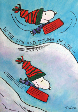 Christmas Card - Snoopy Sledding (With Spring Effect) - snoopn4pnuts.com