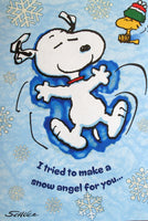 Christmas Card - Snoopy Snow Angel With Glitter Accents