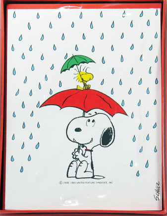 Snoopy and Woodstock In The Rain Blank Note Cards - snoopn4pnuts.com