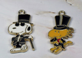 Snoopy Joe Cool and Woodstock Top Hat Enamel Charms - snoopn4pnuts.com