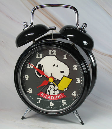 Snoopy Metal Double - Bell Alarm Clock - Reading - snoopn4pnuts.com