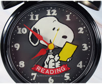 Snoopy Metal Double - Bell Alarm Clock - Reading - snoopn4pnuts.com