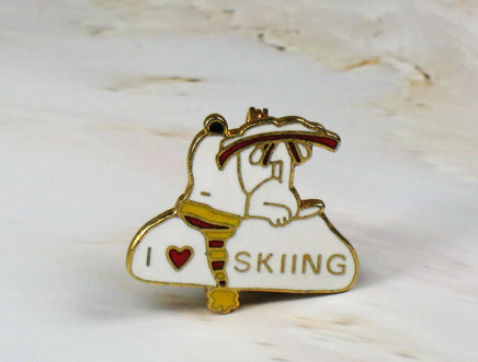 Snoopy Skiing Cloisonne Pin - snoopn4pnuts.com