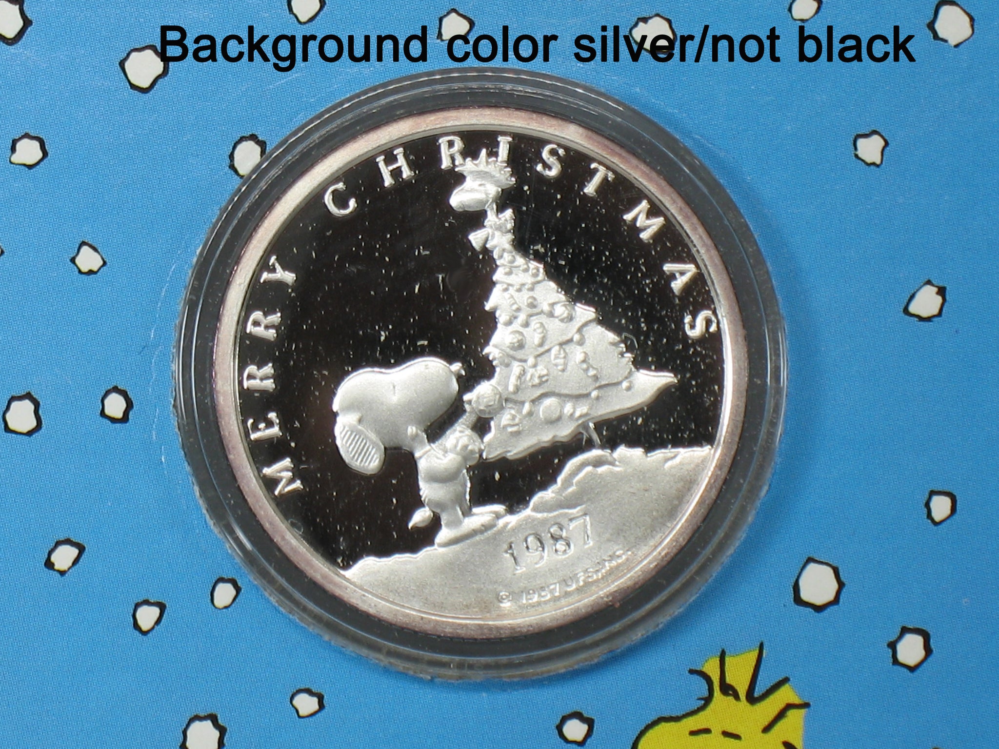 ririko☆さん専用PEANUTS 1987年スヌーピーXmas プレート 1987 Peanuts Christmas First-Edition Sterling Silver Coin - 