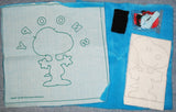 Snoopy Plush Craft Kit For Seat Pad or Wall Hanging (Blue Pad) - RARE Japanese Sample!