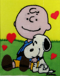 Charlie Brown and Snoopy Vintage Crewel Stitchery Picture - Pals (Completed/Ready For Framing)
