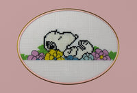 Snoopy Cross - Stitched Blank Card With Acetate Cover (Handmade) - snoopn4pnuts.com