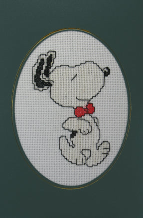 Snoopy Cross - Stitched Blank Card With Acetate Cover - Completed (Ready For Framing) - snoopn4pnuts.com