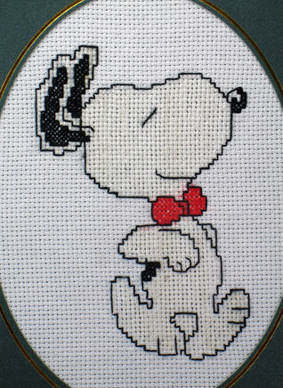 Snoopy Cross - Stitched Blank Card With Acetate Cover - Completed (Ready For Framing) - snoopn4pnuts.com