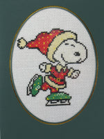 Snoopy Cross - Stitched Blank Card With Acetate Cover - Completed (Ready For Framing) - snoopn4pnuts.com