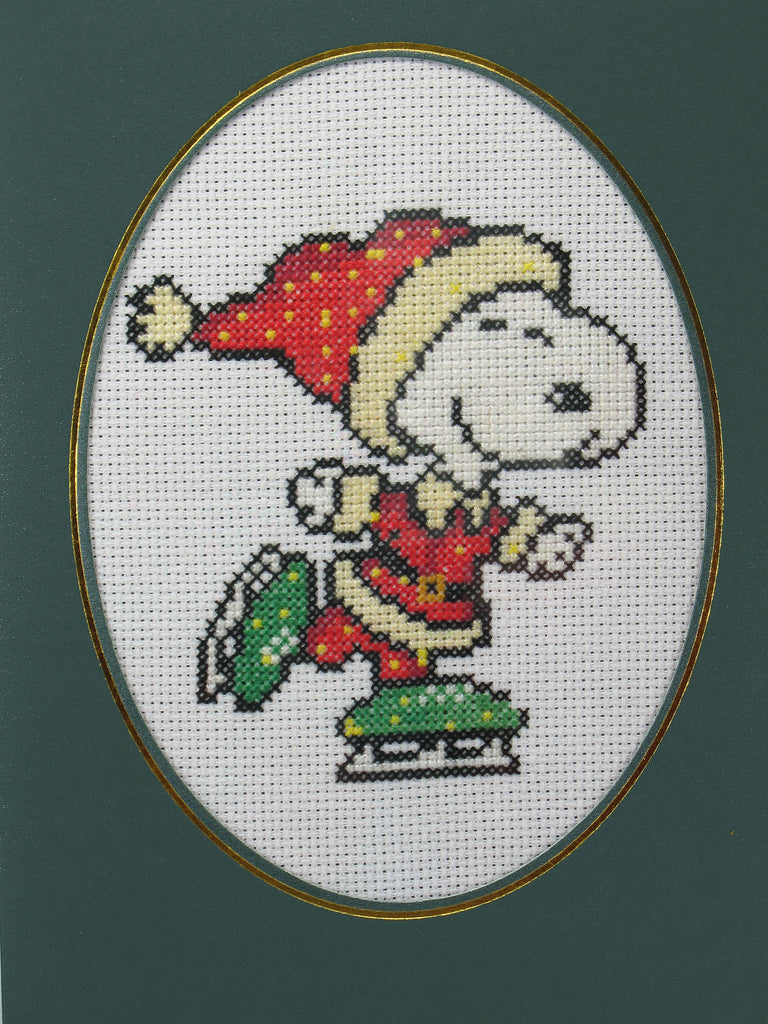 Snoopy Cross-Stitched Blank Card With Acetate Cover (Handmade)