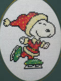 Snoopy Cross-Stitched Blank Card With Acetate Cover (Handmade)