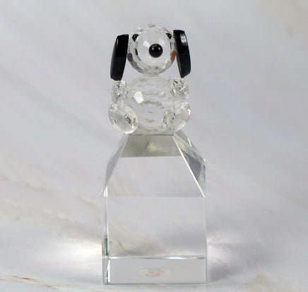 Silver Deer Vintage Crystal Snoopy Figurine On Pillar - RARE! - snoopn4pnuts.com