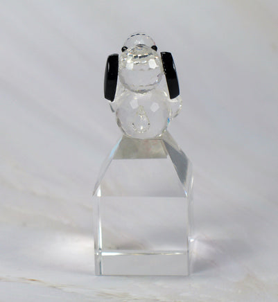 Silver Deer Vintage Crystal Snoopy Figurine On Pillar - RARE! - snoopn4pnuts.com