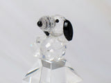 Silver Deer Vintage Crystal Snoopy Figurine On Pillar - RARE!