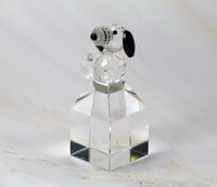 Silver Deer Vintage Crystal Snoopy Figurine On Pillar - RARE! - snoopn4pnuts.com
