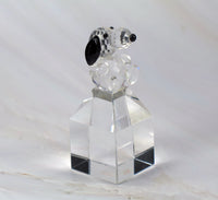 Silver Deer Vintage Crystal Snoopy Figurine On Pillar - RARE! - snoopn4pnuts.com