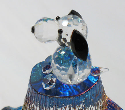 Silver Deer Vintage Crystal Snoopy On Iridescent Tree Stump Base - EXTREMELY RARE! - snoopn4pnuts.com