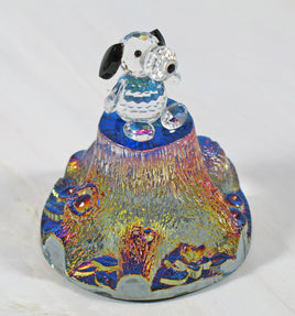 Silver Deer Vintage Crystal Snoopy On Iridescent Tree Stump Base - EXTREMELY RARE! - snoopn4pnuts.com