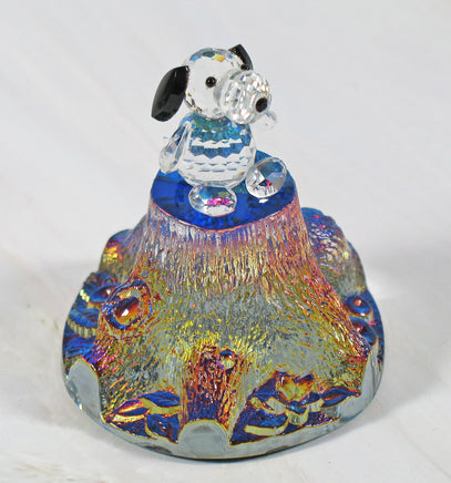Silver Deer Vintage Crystal Snoopy On Iridescent Tree Stump Base - EXTREMELY RARE! - snoopn4pnuts.com