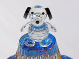 Silver Deer Vintage Crystal Snoopy On Iridescent Tree Stump Base - EXTREMELY RARE!