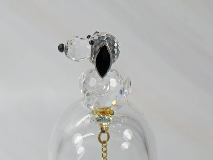 Silver Deer Vintage Crystal Snoopy Crystal Figurine On Glass Bell With Crystal Clapper - RARE! - snoopn4pnuts.com