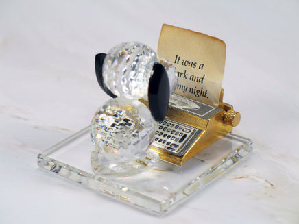 Silver Deer Vintage Crystal Snoopy Literary Ace Figurine - RARE! - snoopn4pnuts.com