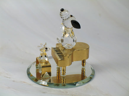 Silver Deer Vintage Crystal Snoopy and Woodstock Figurines With Piano - RARE! - snoopn4pnuts.com