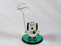 Silver Deer Vintage Crystal Snoopy Figurine With Iridescent Base and Happiness Sign - RARE! - snoopn4pnuts.com