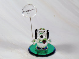 Silver Deer Vintage Crystal Snoopy Figurine With Iridescent Base and Happiness Sign - RARE! - snoopn4pnuts.com