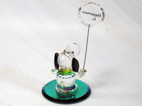 Silver Deer Vintage Crystal Snoopy Figurine With Iridescent Base and Happiness Sign - RARE! - snoopn4pnuts.com