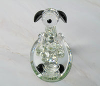 Silver Deer Vintage Crystal Snoopy With Dog Dish Figurine (Large) - EXTREMELY RARE! - snoopn4pnuts.com