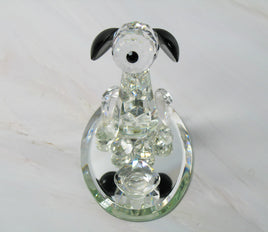 Silver Deer Vintage Crystal Snoopy With Dog Dish Figurine (Large) - EXTREMELY RARE! - snoopn4pnuts.com