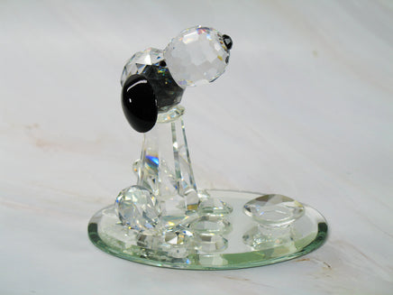 Silver Deer Vintage Crystal Snoopy With Dog Dish Figurine (Large) - EXTREMELY RARE! - snoopn4pnuts.com