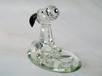 Silver Deer Vintage Crystal Snoopy With Dog Dish Figurine (Large) - EXTREMELY RARE! - snoopn4pnuts.com