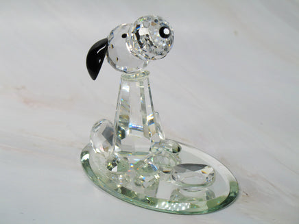 Silver Deer Vintage Crystal Snoopy With Dog Dish Figurine (Large) - EXTREMELY RARE! - snoopn4pnuts.com