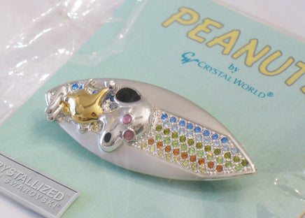 Crystal World Snoopy Joe Cool Swarovski Crystal and Sterling Silver Brooch / Pin - RARE! - snoopn4pnuts.com