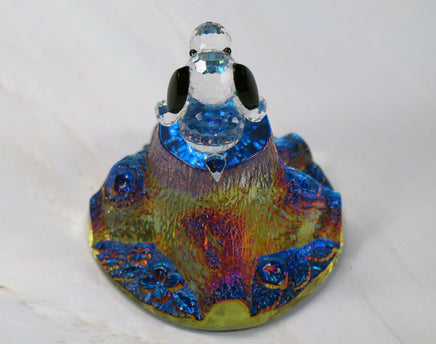 Silver Deer Vintage Crystal Snoopy On Iridescent Tree Stump Base - EXTREMELY RARE! - snoopn4pnuts.com