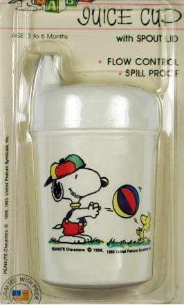 Snoopy Spill Proof Sippy Cup With Spout Lid (Red LId) - snoopn4pnuts.com
