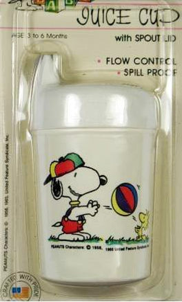 Snoopy Spill Proof Sippy Cup With Spout Lid (Red LId) - snoopn4pnuts.com
