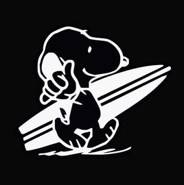 Snoopy Surfer Die - Cut Vinyl Decal - White - snoopn4pnuts.com